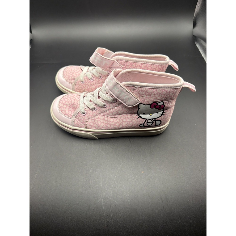 Hello Kitty Shoes Girls Size 2 Pink High Top Lace Up Cartoon Sneakers Print